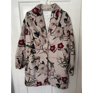 Rare NWT Suzanne Rae Soft Faux Fur Lavendar Floral Coat - 42 / M